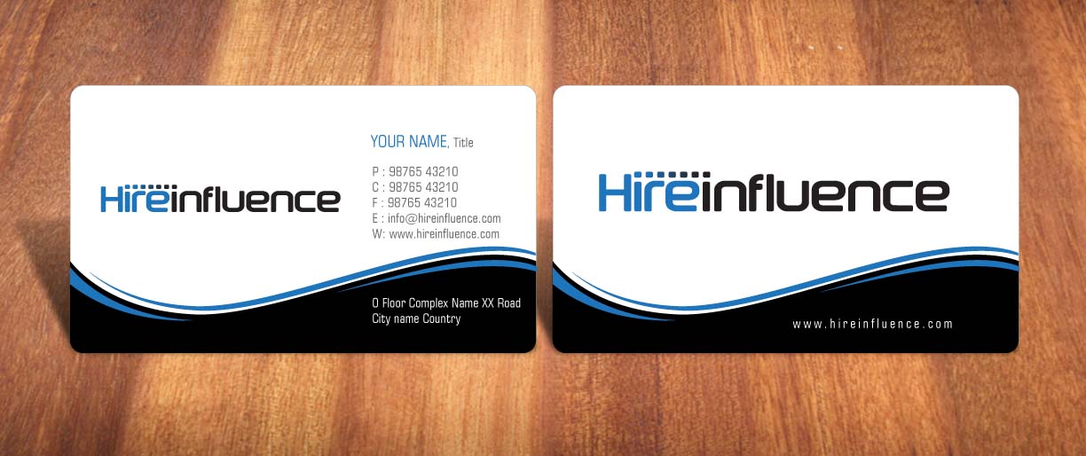 Business Card Design by Sbss for HireInfluence, Inc. | Design #1073560