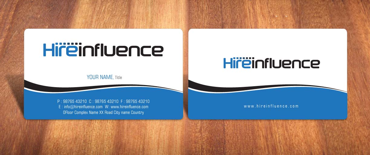 Business Card Design by Sbss for HireInfluence, Inc. | Design #1073562