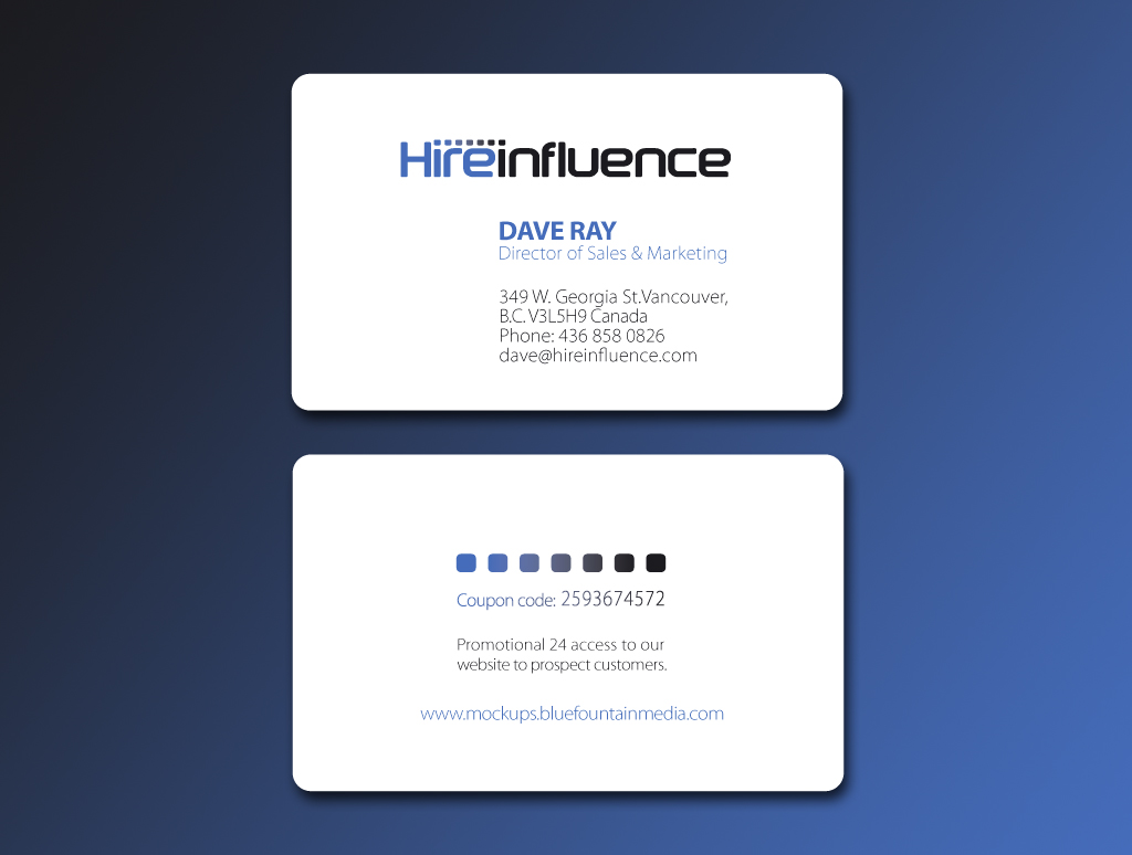 Business Card Design by Sonya for HireInfluence, Inc. | Design #1076634