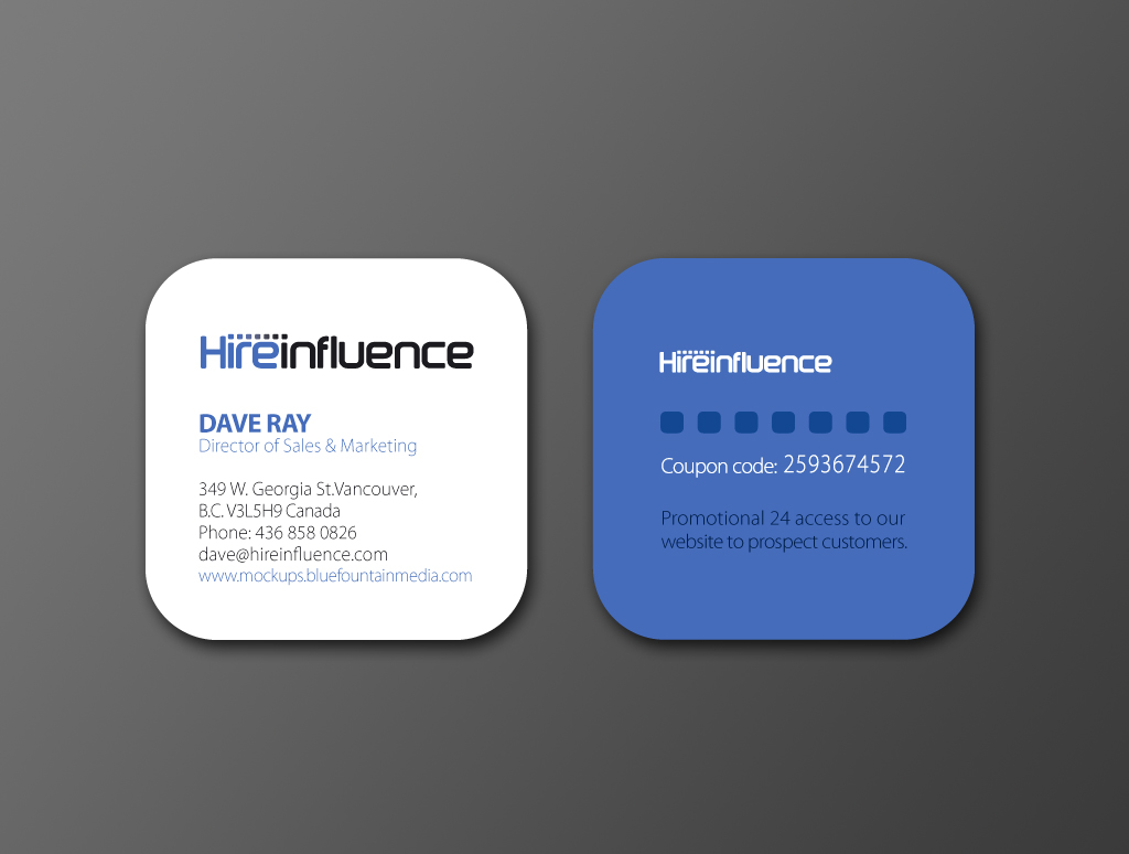 Business Card Design by Sonya for HireInfluence, Inc. | Design #1076661
