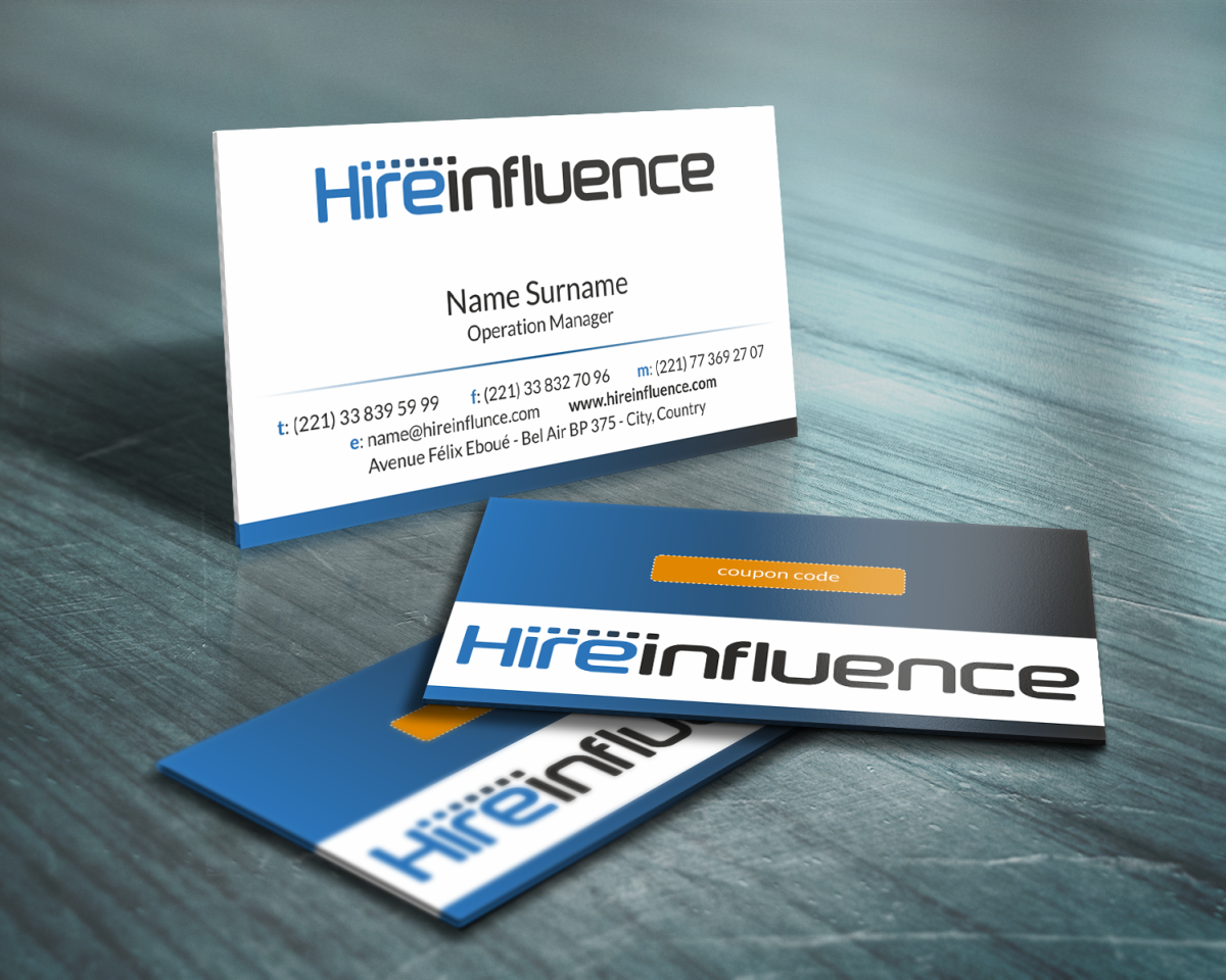 Business Card Design by HYPdesign for HireInfluence, Inc. | Design #1077631