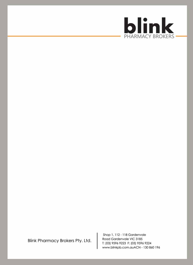 Upmarket, Serious, Business Letterhead Design for Blink Pharmacy