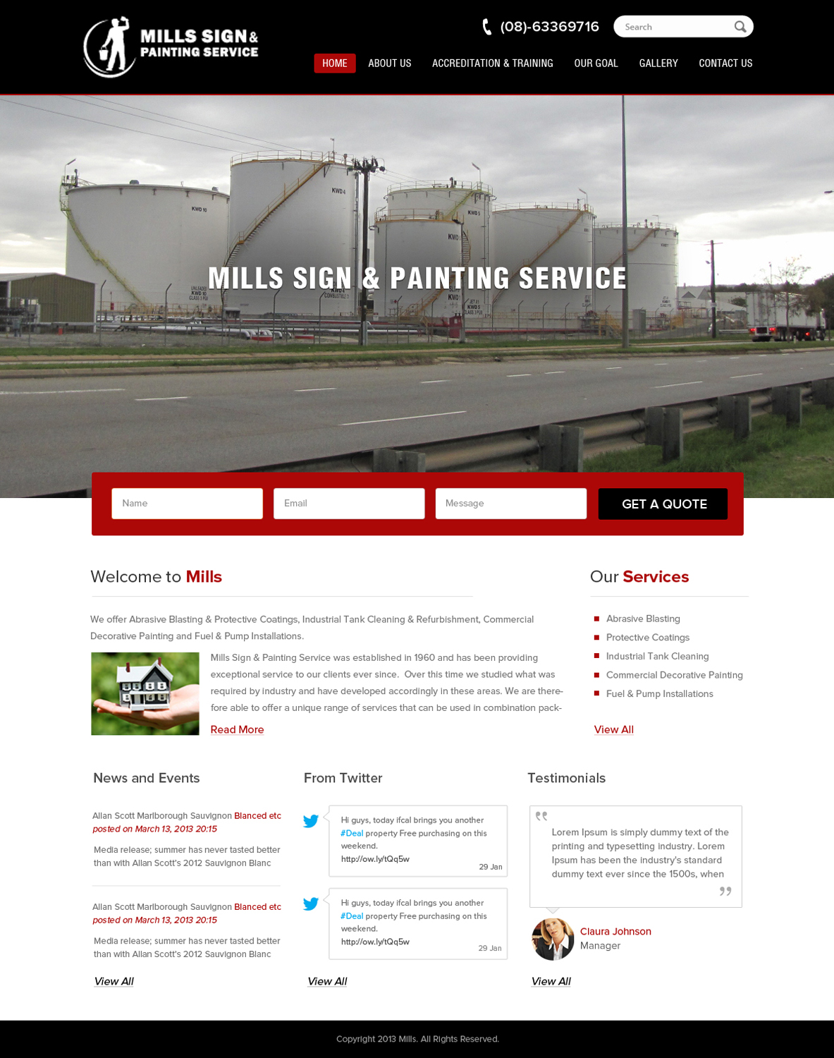 Diseño Web por OM para Mills Sign & Painting Service | Diseño #4002500