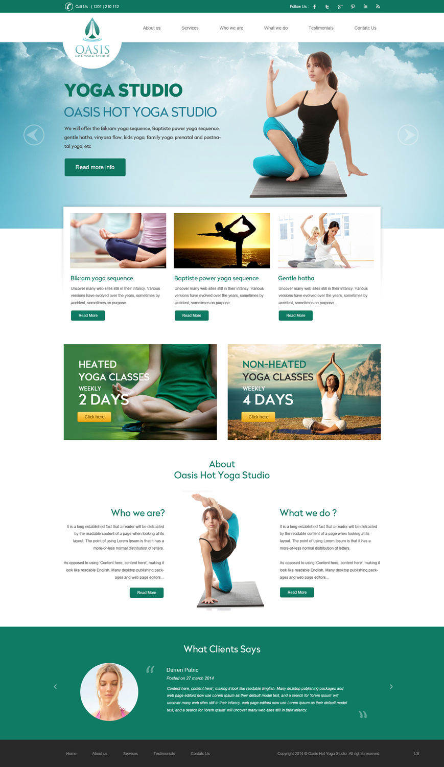 Wordpress Design by pb for OASIS HOT YOGA STUDIO | Design #3970790