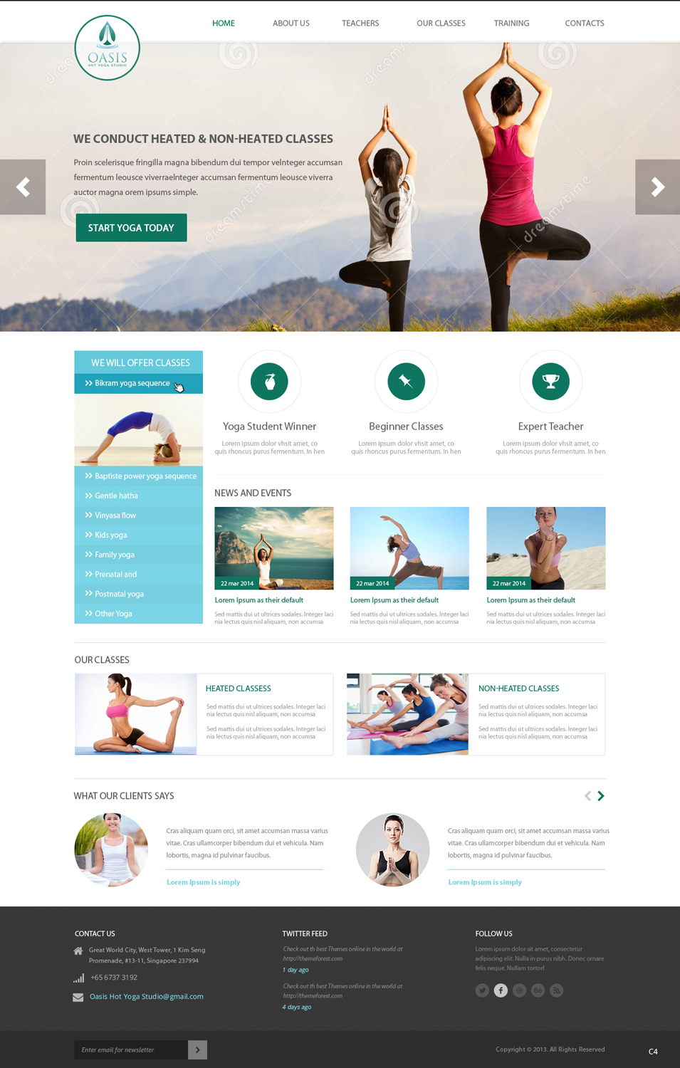 Wordpress Design by pb for OASIS HOT YOGA STUDIO | Design #3974678