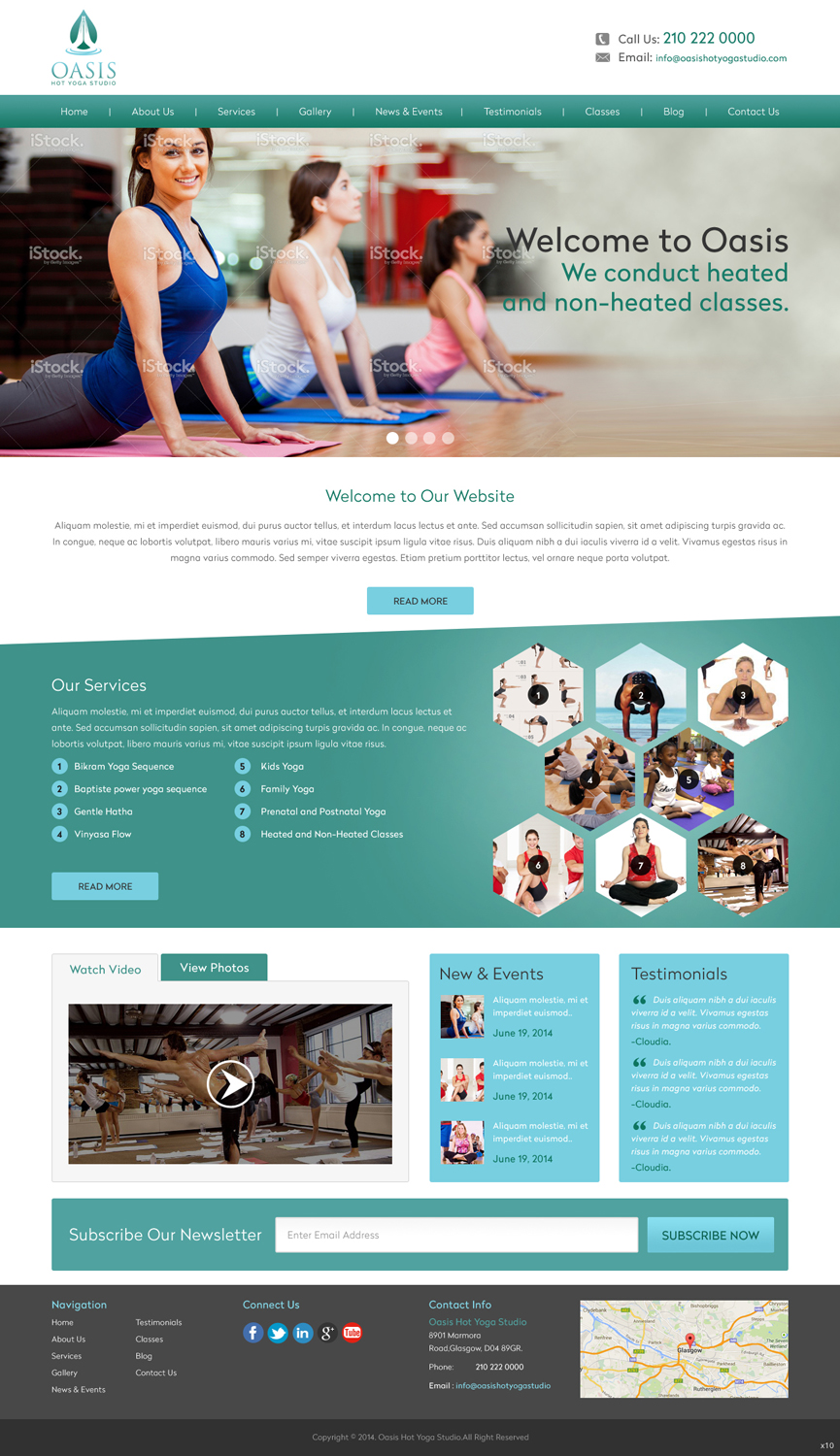 Wordpress Design by pb for OASIS HOT YOGA STUDIO | Design #3977818