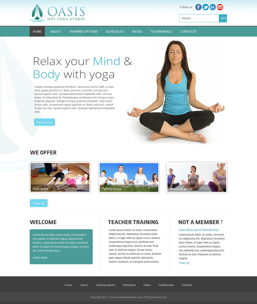 Wordpress Design by web weaver for OASIS HOT YOGA STUDIO | Design #4121347