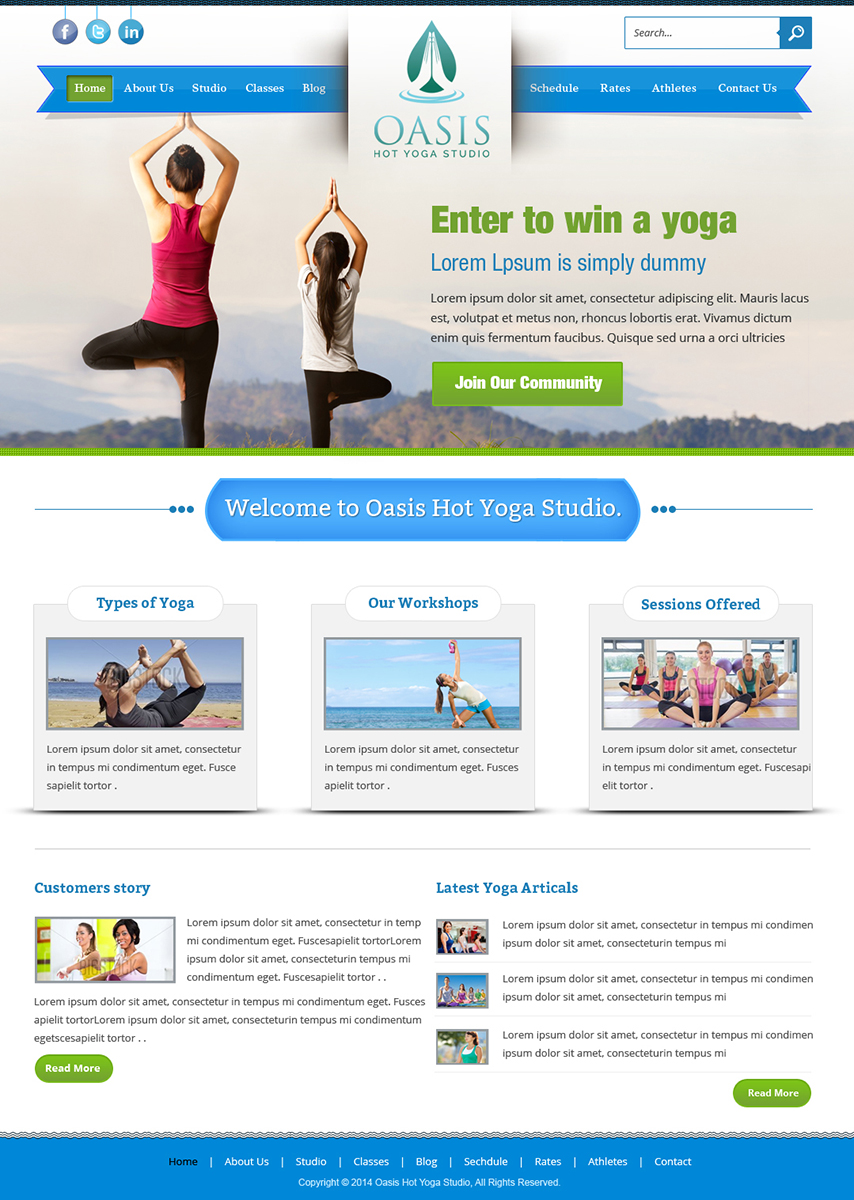 Wordpress Design by Creative Usha for OASIS HOT YOGA STUDIO | Design #3978730