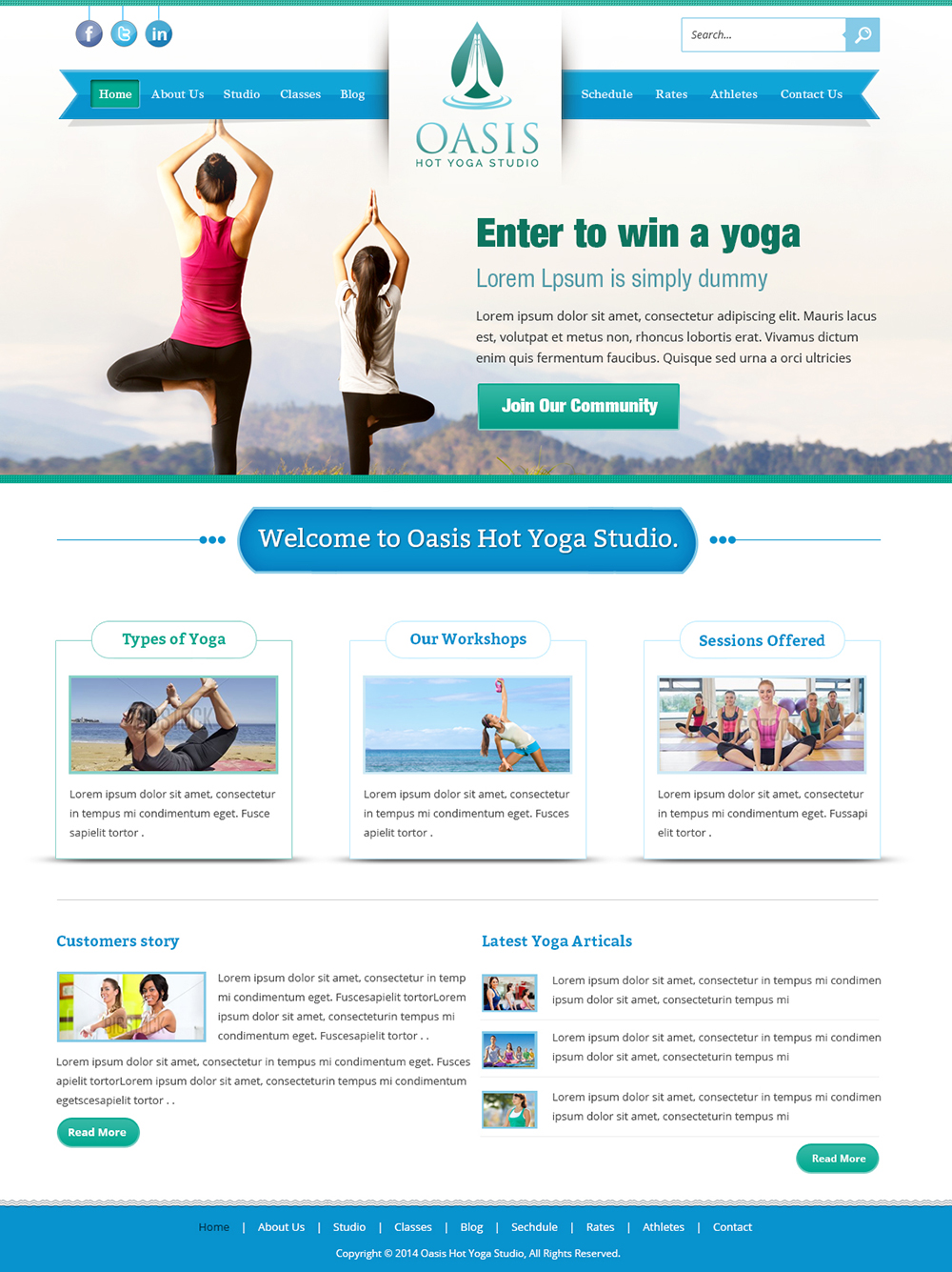 Diseño Wordpress por Creative Usha para OASIS HOT YOGA STUDIO | Diseño #3990104