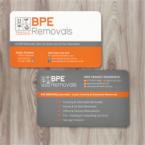 Diseño de Tarjeta de Presentación por Nelsur para BPE Removals | Diseño: #4005587