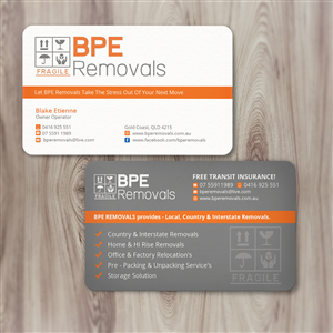Diseño de Tarjeta de Presentación por Nelsur para BPE Removals | Diseño: #4005720