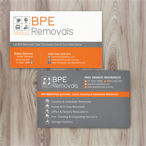 Diseño de Tarjeta de Presentación por Nelsur para BPE Removals | Diseño: #4006977