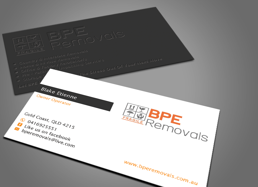 Business Card Design by shaikhdesign for BPE Removals | Design #3985930