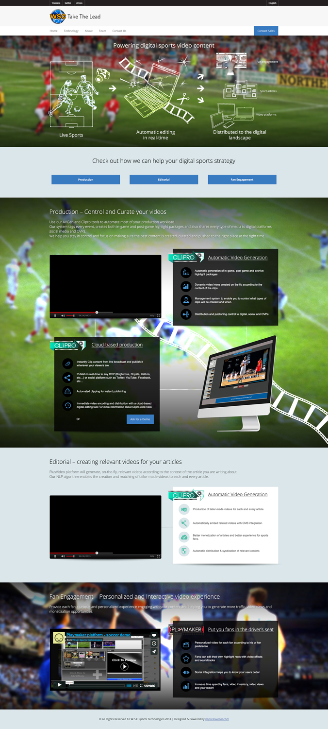 Wordpress Design by Impressive Solutions for W.S.C Sports Technologies LTD | Design #4002631