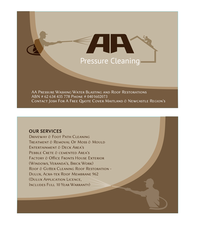 Business Card Design by ERICK ANDRE VOORNEMAN for AA Pressure Cleaning | Design #3995765