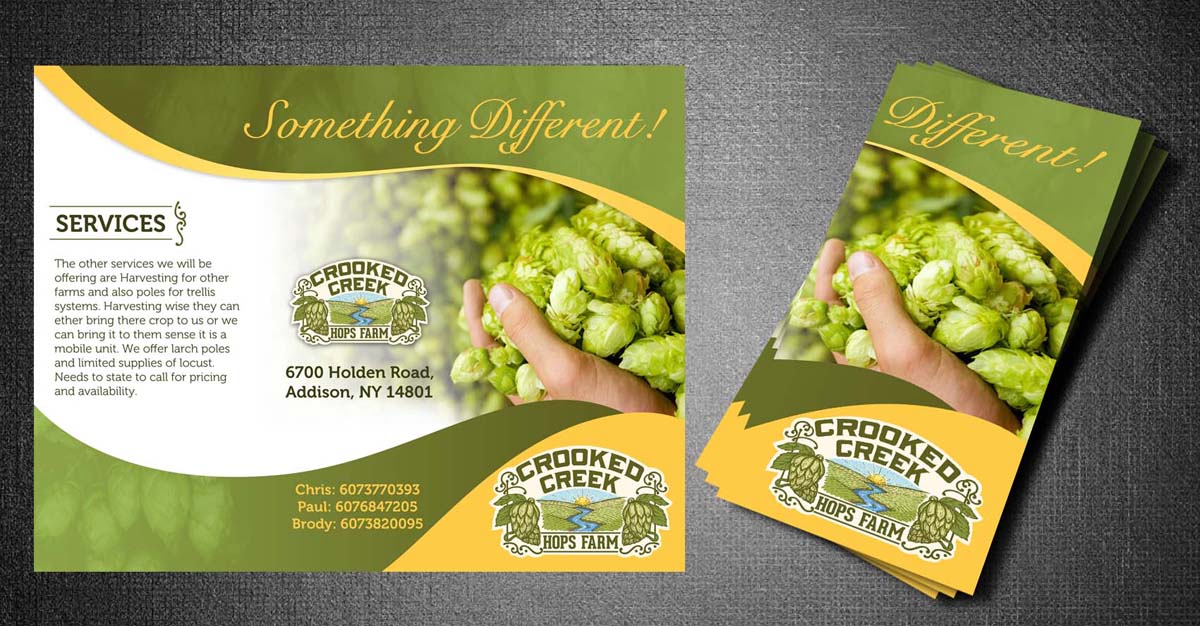 Brochure Design by ESolz Technologies for Crooked Creek Hops Farm | Design #3970151