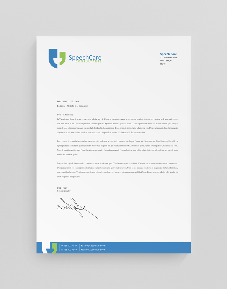 Letterhead Design by stoodio.id for SpeechCare Consultants | Design #4073699