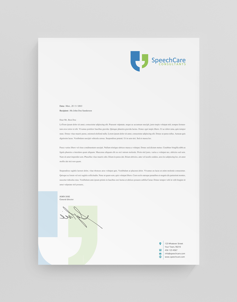 Letterhead Design by stoodio.id for SpeechCare Consultants | Design #4073746