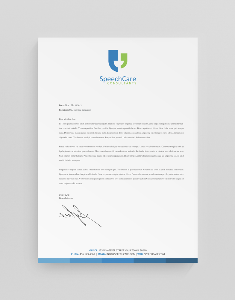 Letterhead Design by stoodio.id for SpeechCare Consultants | Design #4073775