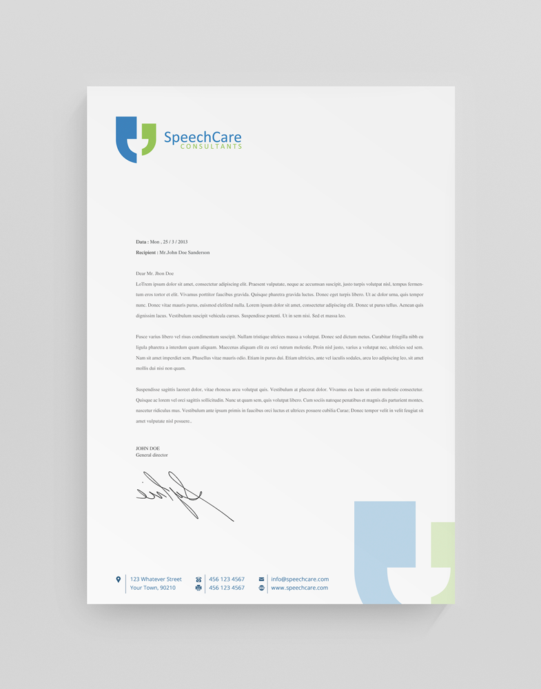Letterhead Design by stoodio.id for SpeechCare Consultants | Design #4073835