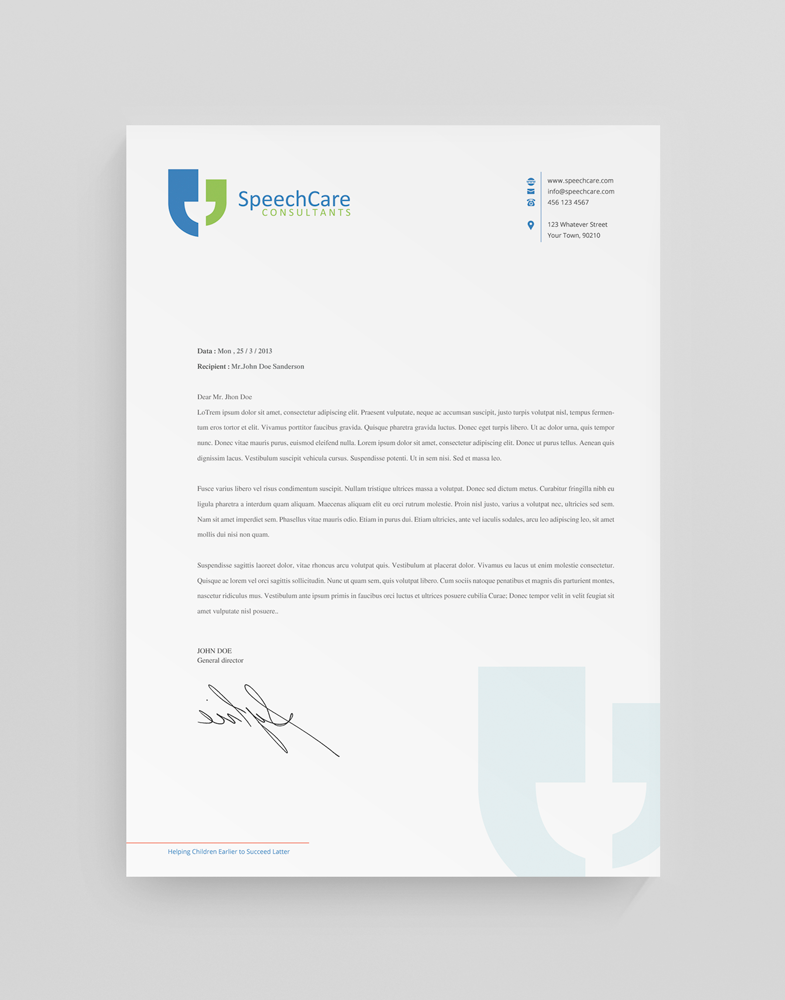 Diseño de Membrete por stoodio.id para SpeechCare Consultants | Diseño #4087988