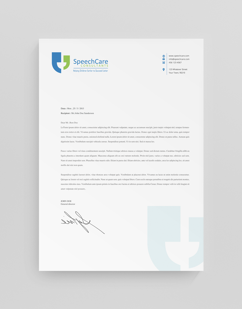 Letterhead Design by stoodio.id for SpeechCare Consultants | Design #4088030