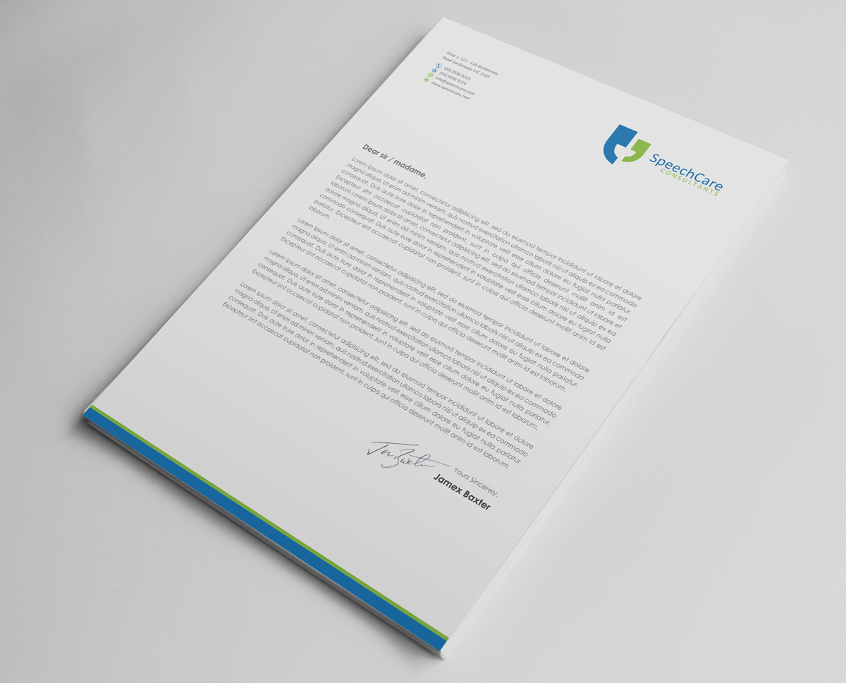 Diseño de Membrete por logodentity para SpeechCare Consultants | Diseño #3973833