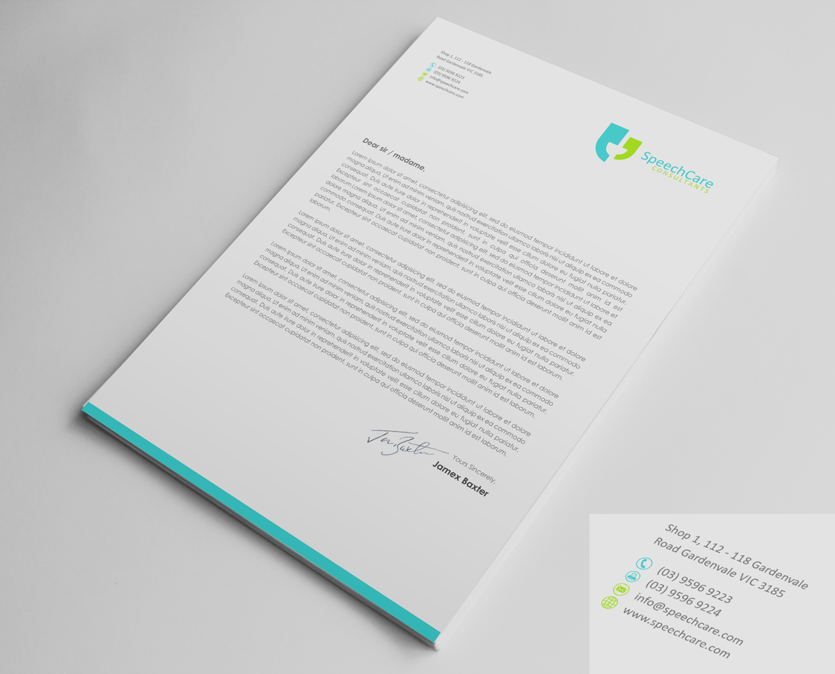 Diseño de Membrete por logodentity para SpeechCare Consultants | Diseño #3985615