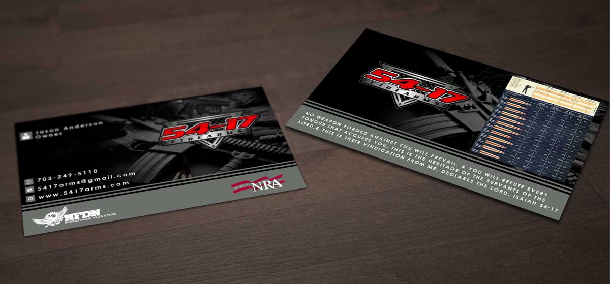Business Card Design by Pointless Pixels India for 54-17 Arms, LLC | Design #3991615