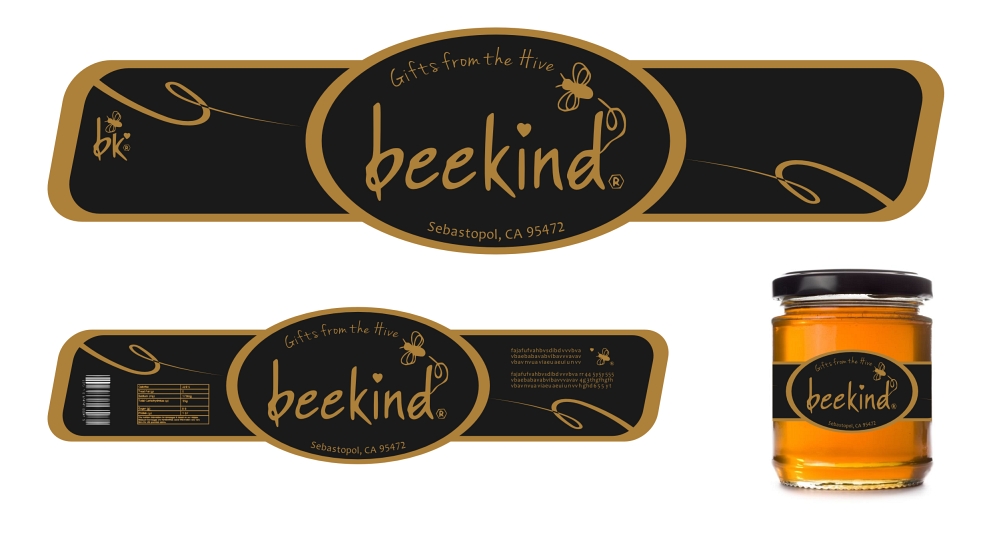 elegant upmarket label design for beekind by fabio piscicelli