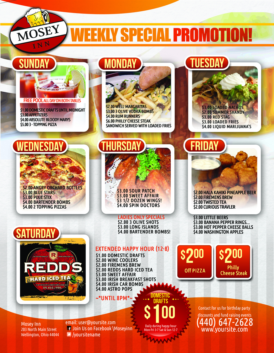 Flyer-Design von Creative Design Solutions für Mosey Inn | Design #4056741