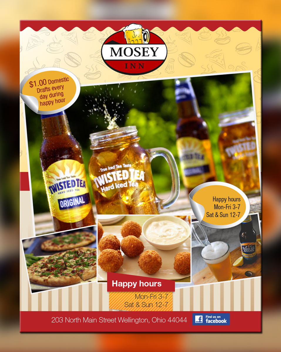 Flyer Design by theblueart for Mosey Inn | Design #3981339