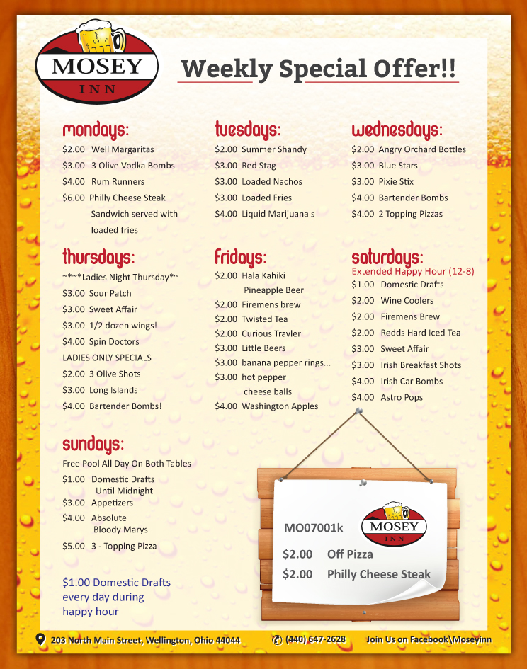 Flyer-Design von Sbss für Mosey Inn | Design #4077937