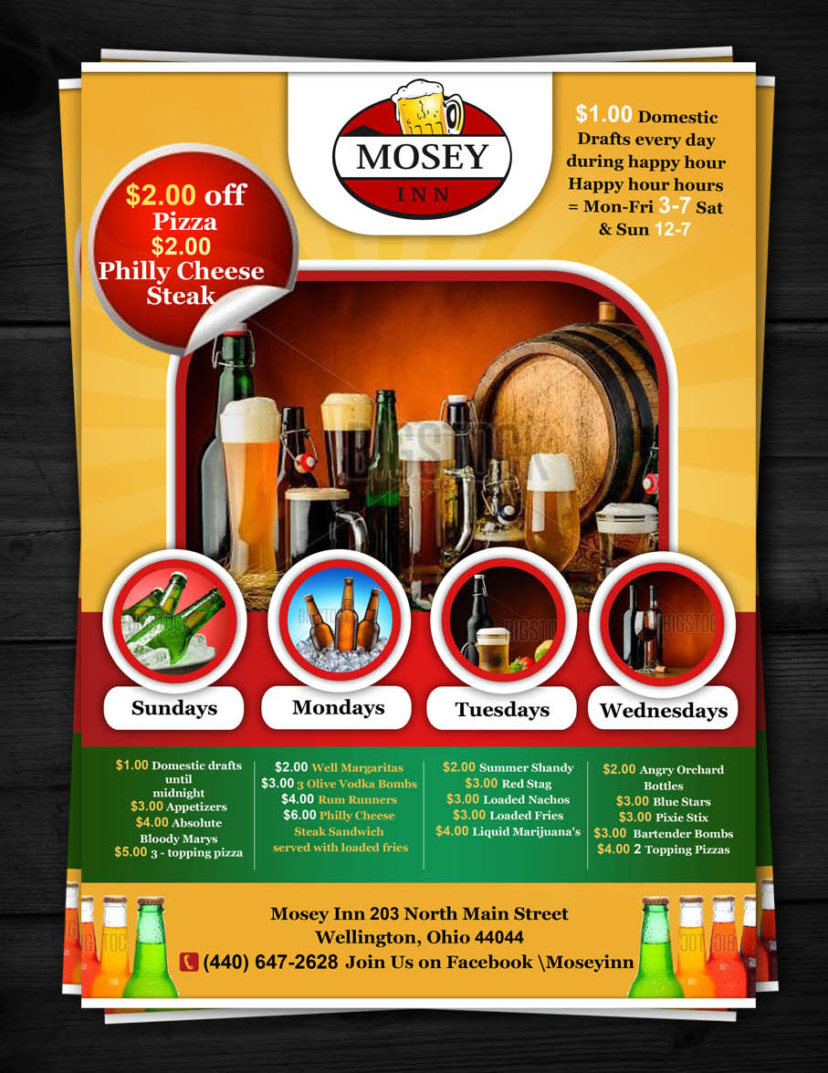 Flyer Design by ESolz Technologies for Mosey Inn | Design #3992239