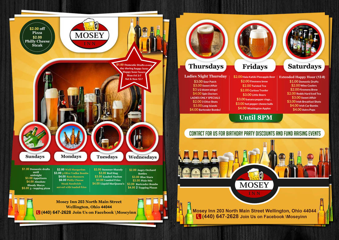 Flyer Design by ESolz Technologies for Mosey Inn | Design #4015142