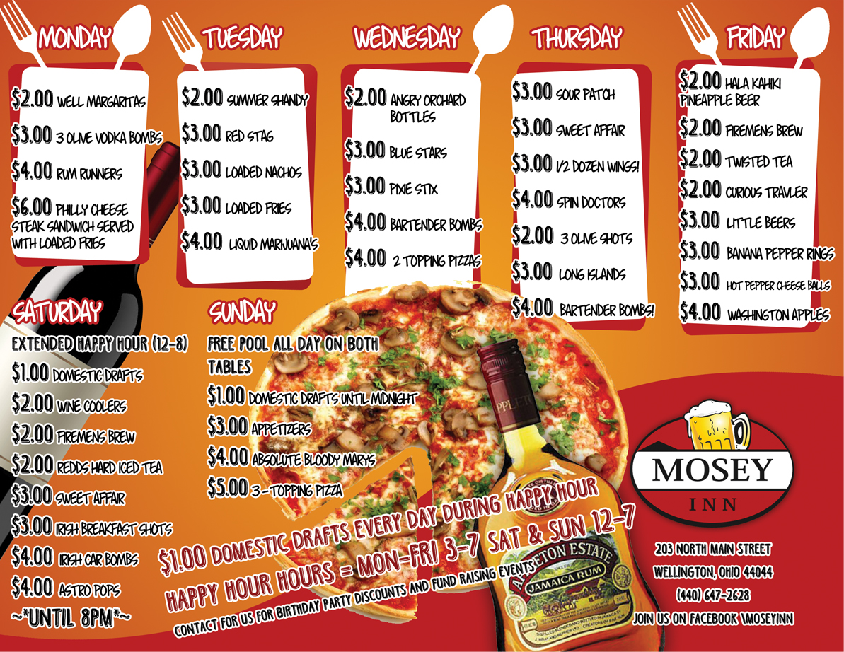 Flyer Design by Mediainfy for Mosey Inn | Design #4004071