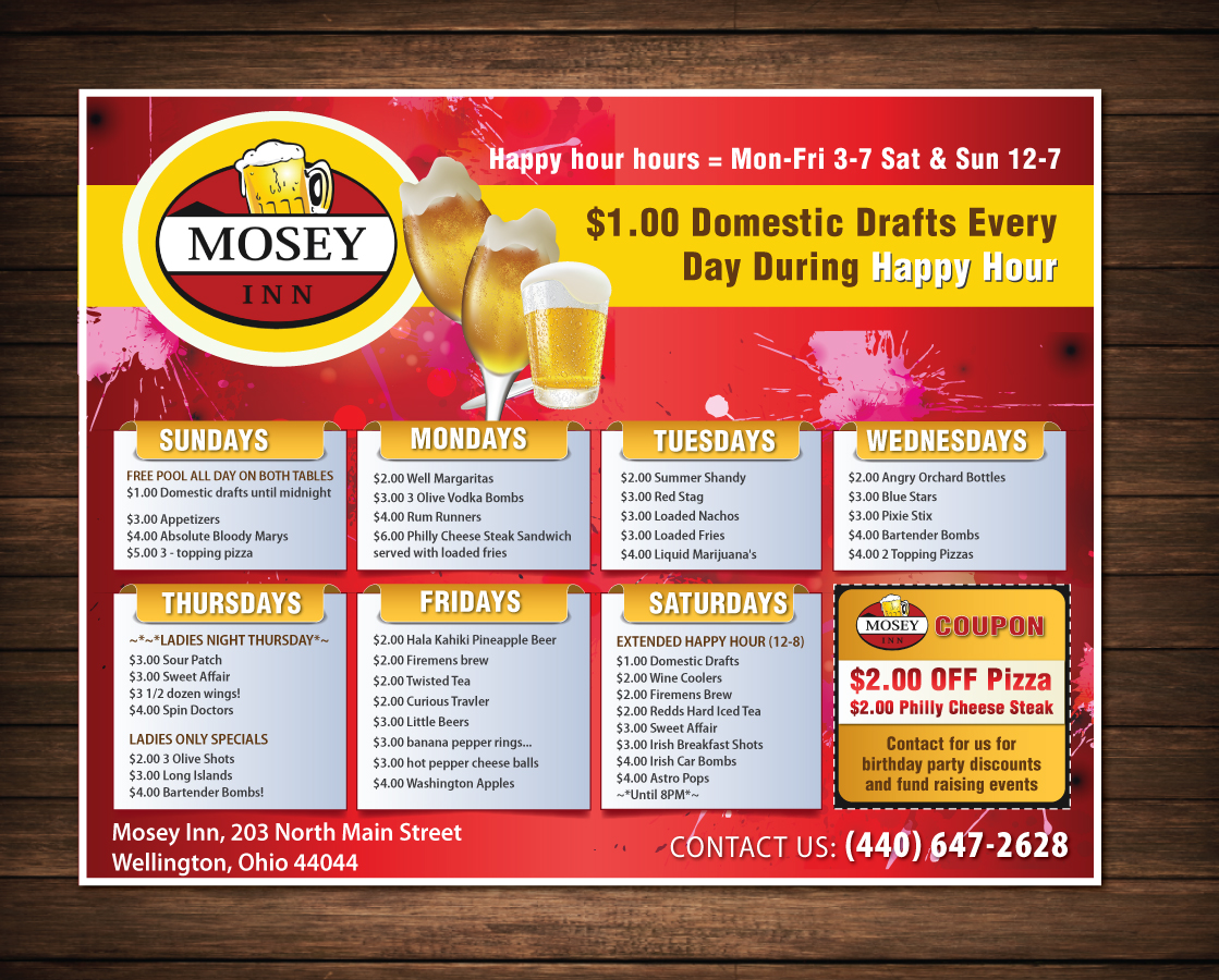 Flyer-Design von meet007 für Mosey Inn | Design #4003647