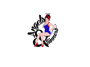 Angels and Sinners. Retro designs for todays women. Logo with and without text, and an example with just Angels and Sinners, again with and without. | Logo Design by RoundYellow