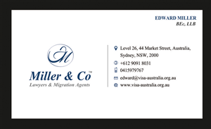 Visitenkarten-Design von aashwiin für Miller& Co Lawyers & Migration Agents | Design: #3985515