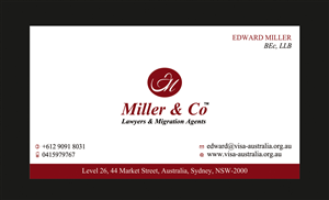 Visitenkarten-Design von aashwiin für Miller& Co Lawyers & Migration Agents | Design: #3994422