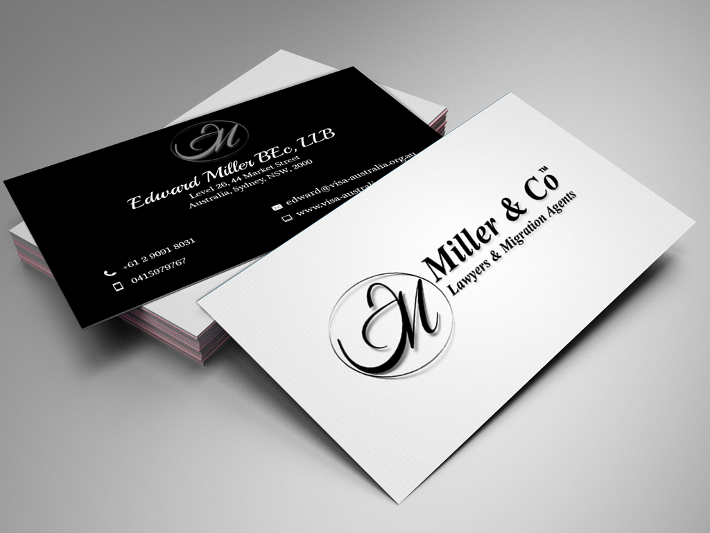 Business Card Design by Pixi Dust for Miller& Co Lawyers & Migration Agents | Design #3986043