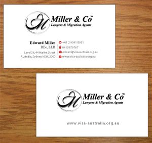 Visitenkarten-Design von Joy16589 für Miller& Co Lawyers & Migration Agents | Design: #3991082