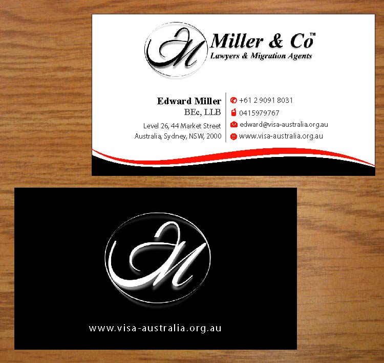 Business Card Design by Joy16589 for Miller& Co Lawyers & Migration Agents | Design #3991083