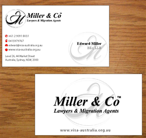 Visitenkarten-Design von Joy16589 für Miller& Co Lawyers & Migration Agents | Design: #3991085