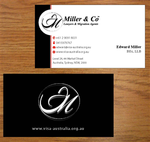 Visitenkarten-Design von Joy16589 für Miller& Co Lawyers & Migration Agents | Design: #3991100