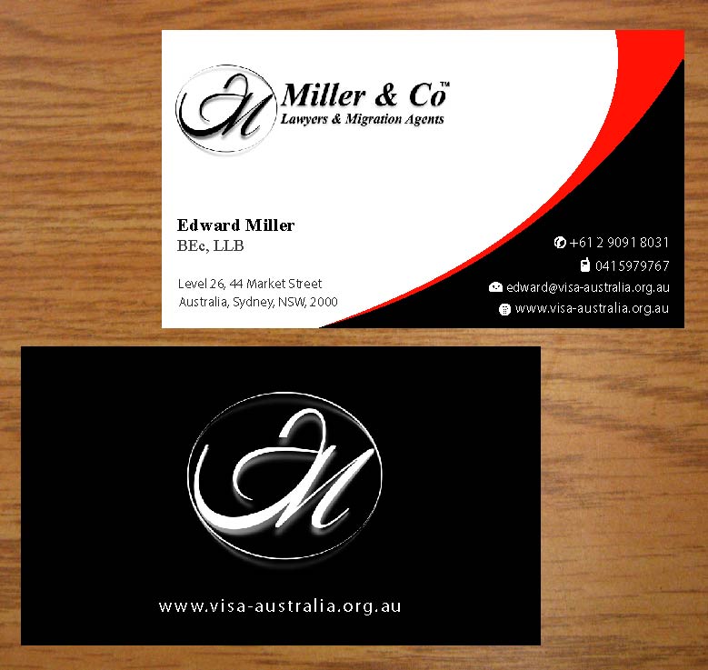 Business Card Design by Joy16589 for Miller& Co Lawyers & Migration Agents | Design #3991118