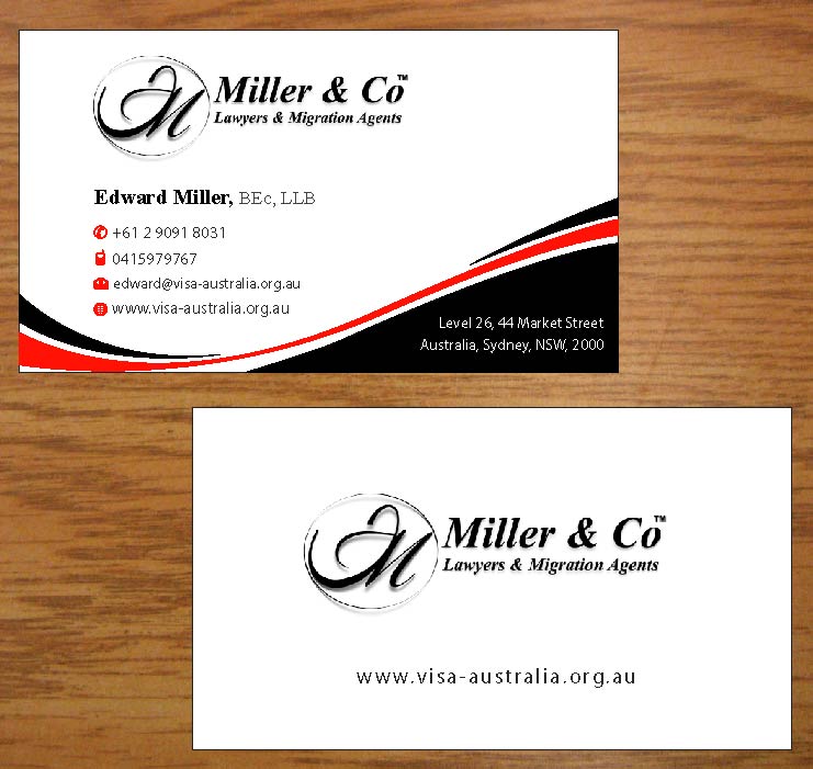 Business Card Design by Joy16589 for Miller& Co Lawyers & Migration Agents | Design #3991123