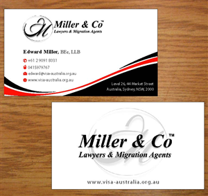 Visitenkarten-Design von Joy16589 für Miller& Co Lawyers & Migration Agents | Design: #3991171