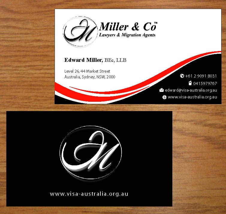Visitenkarten-Design von Joy16589 für Miller& Co Lawyers & Migration Agents | Design #3991173