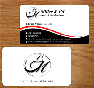 Visitenkarten-Design von Joy16589 für Miller& Co Lawyers & Migration Agents | Design: #3991188